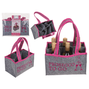 Graue Filztasche mit 6 Fächern, Prosecco to go