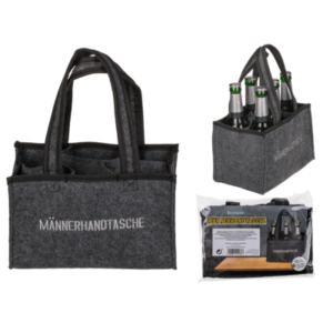 Graue Männerhandtasche mit 6 Fächern